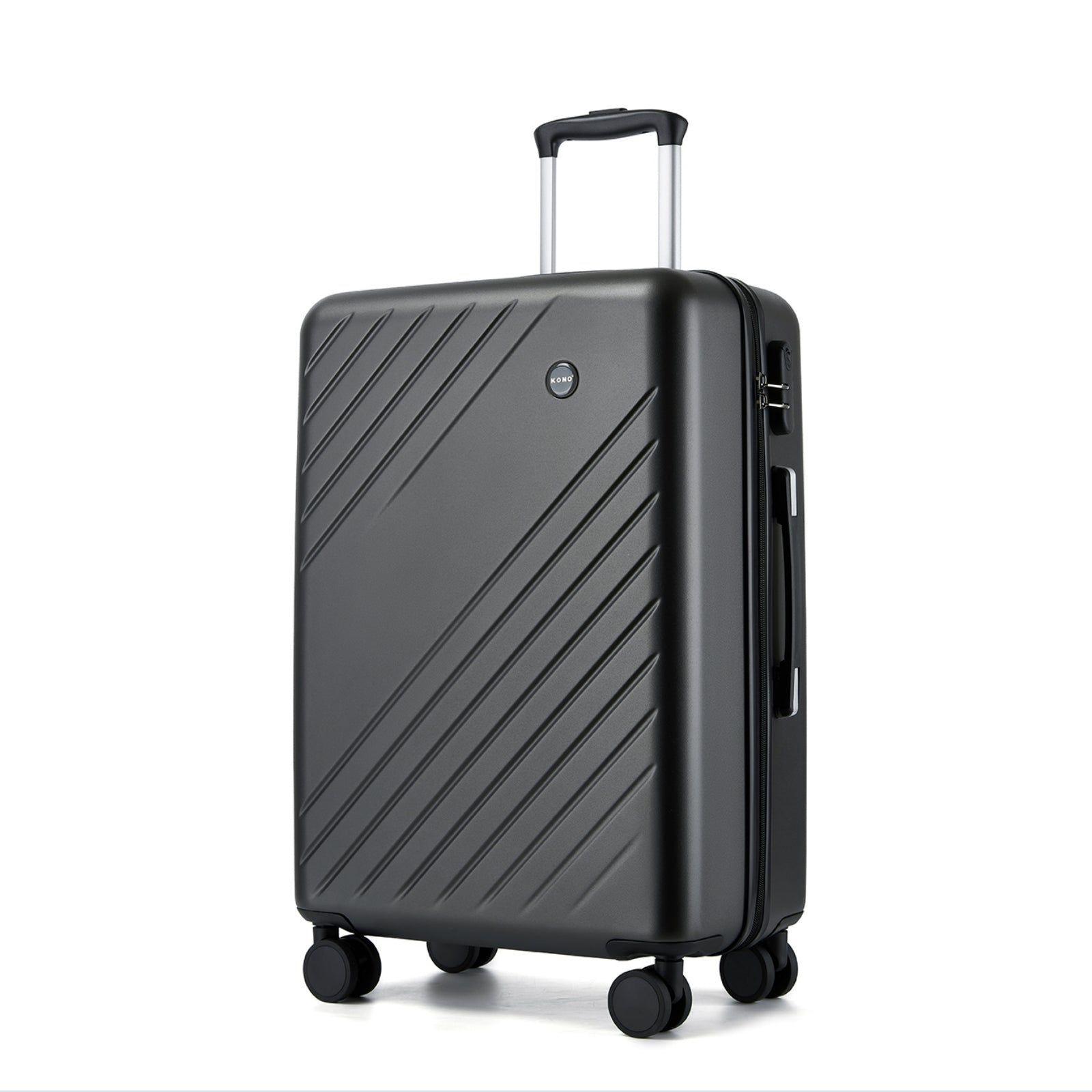 Kono ABS+PC Hard Shell 3 Piece Luggage Set (20/24/28 Inch) with Diagonal Strap, Silent Wheels & Complete Travel Solution (KSK2585) - Grey