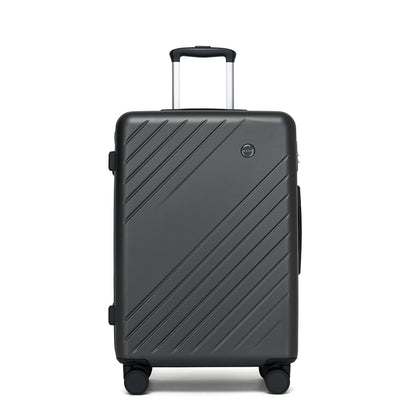 Kono ABS+PC Hard Shell Luggage, Diagonal Stripe Lightweight Travel Suitcase with Silent Spinner Wheels & Organised Interior (KSK2585) - Grey
