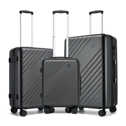 Kono ABS+PC Hard Shell 3 Piece Luggage Set (20/24/28 Inch) with Diagonal Strap, Silent Wheels & Complete Travel Solution (KSK2585) - Grey