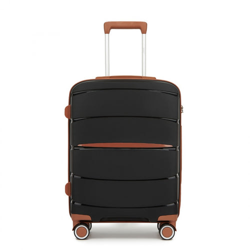 20″ Modern Scratch-Resistant Cabin Suitcase with TSA Lock – Black & Brown