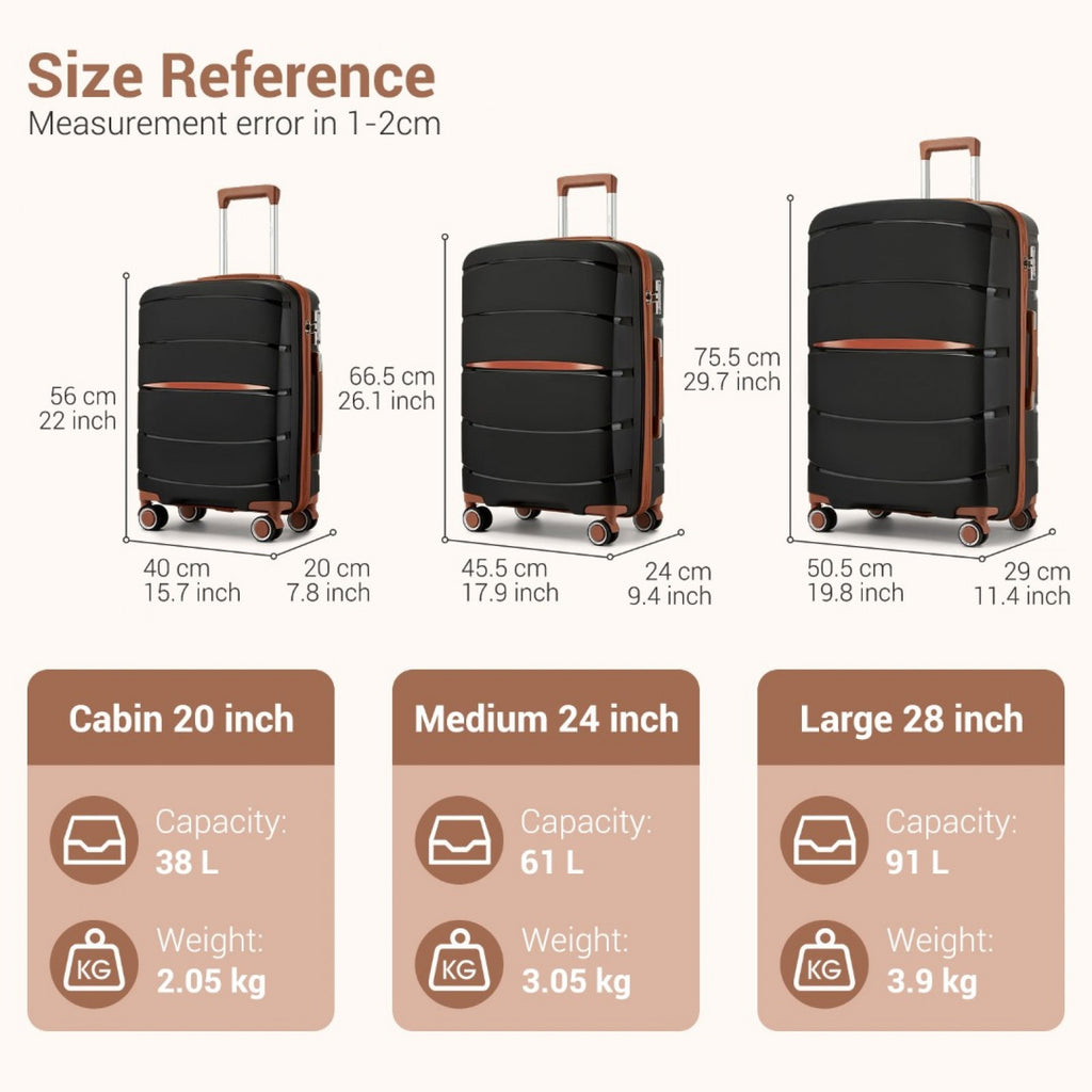 20″ Modern Scratch-Resistant Cabin Suitcase with TSA Lock – Black & Brown