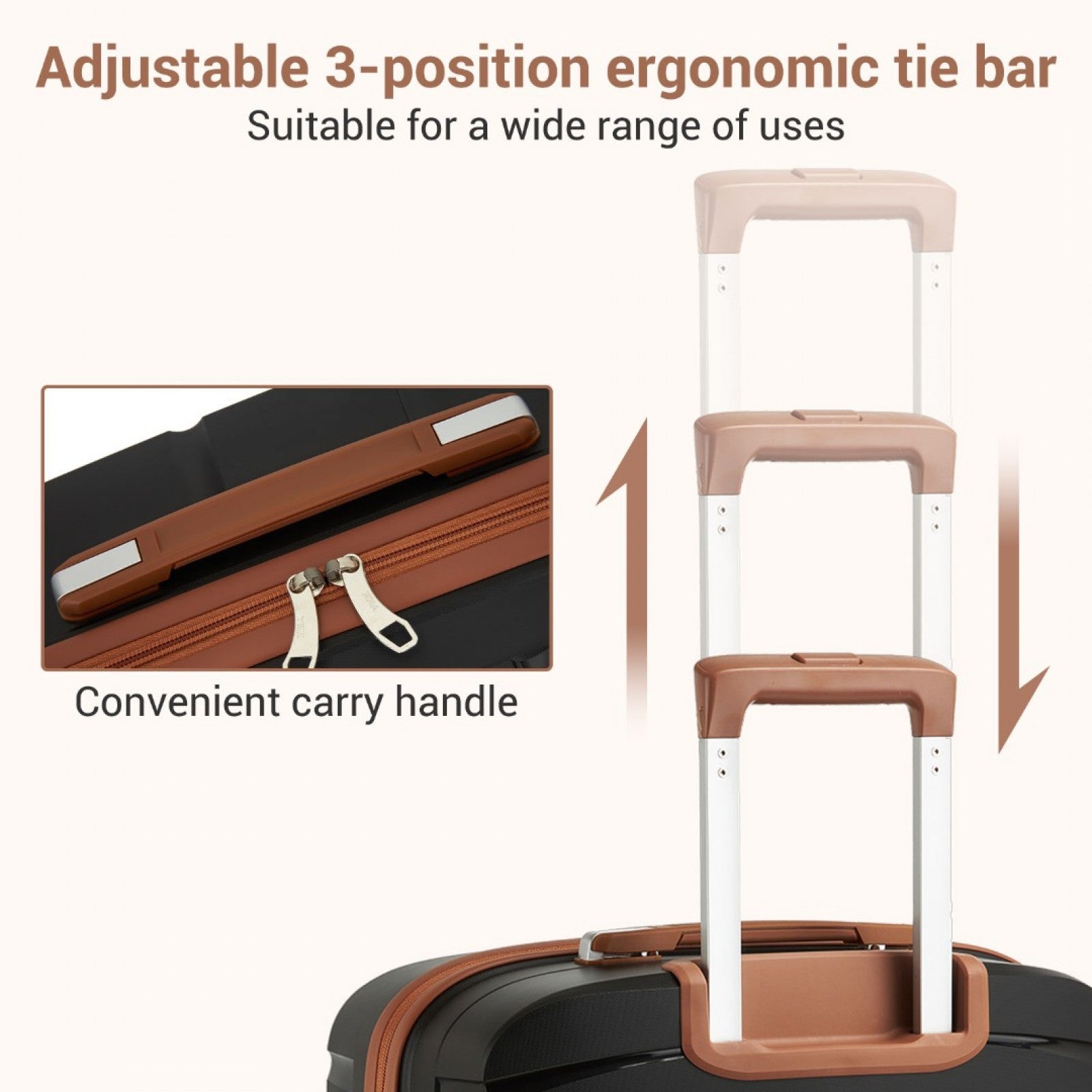 20″ Modern Scratch-Resistant Cabin Suitcase with TSA Lock – Black & Brown