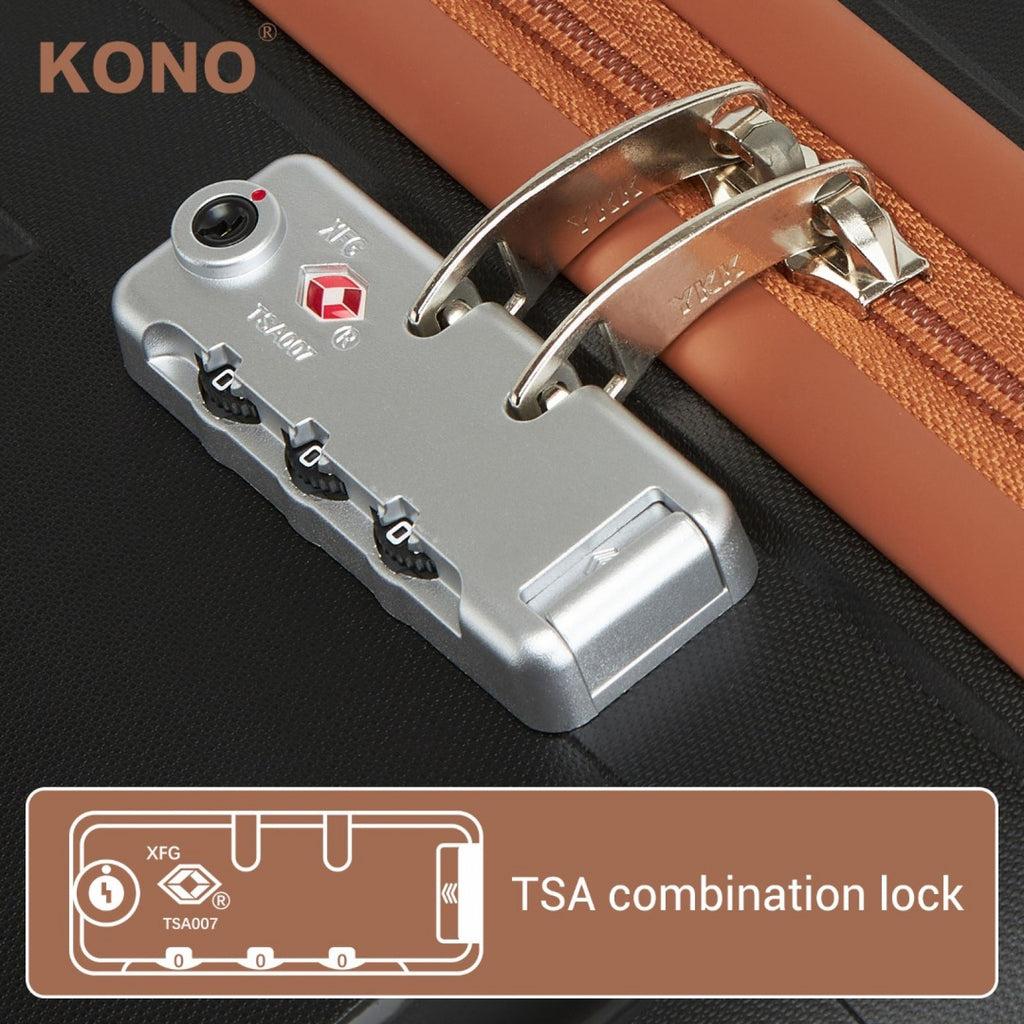 20″ Modern Scratch-Resistant Cabin Suitcase with TSA Lock – Black & Brown