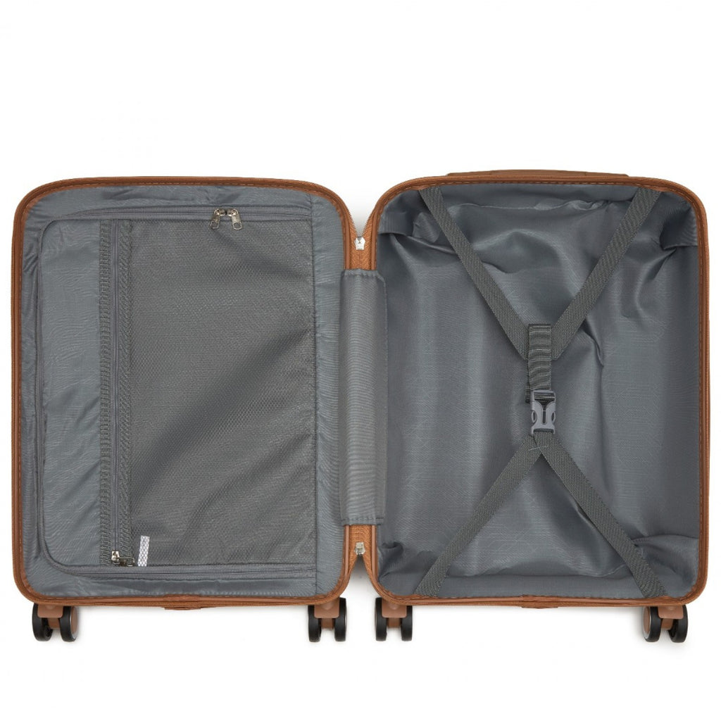 20″ Scratch-Resistant Cabin Suitcase with TSA Lock – Cream & Brown