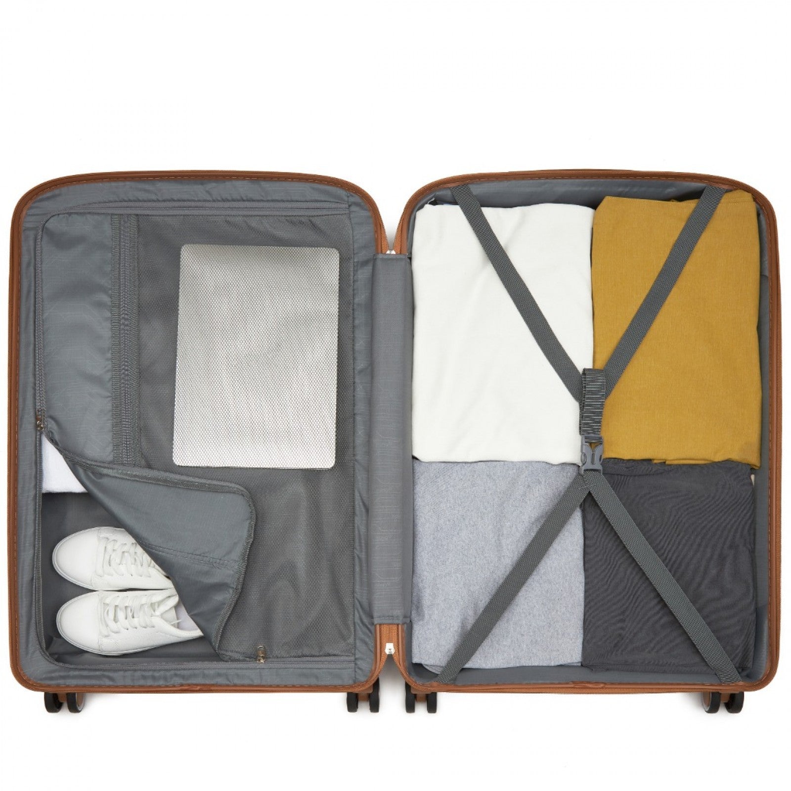 20″, 24″ & 28″ Scratch‑Resistant Suitcase Set with TSA Lock – Cream & Brown