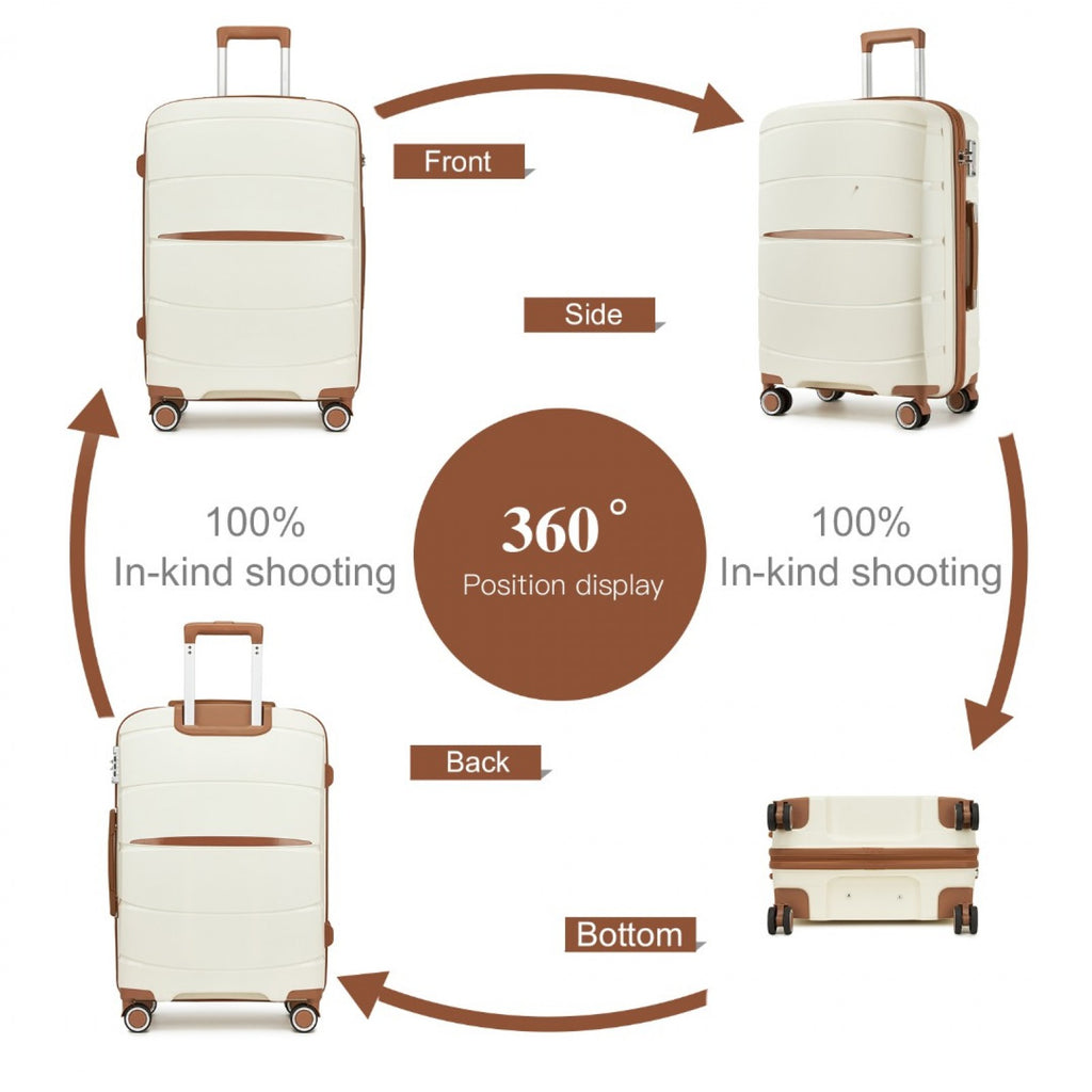 20″, 24″ & 28″ Scratch‑Resistant Suitcase Set with TSA Lock – Cream & Brown