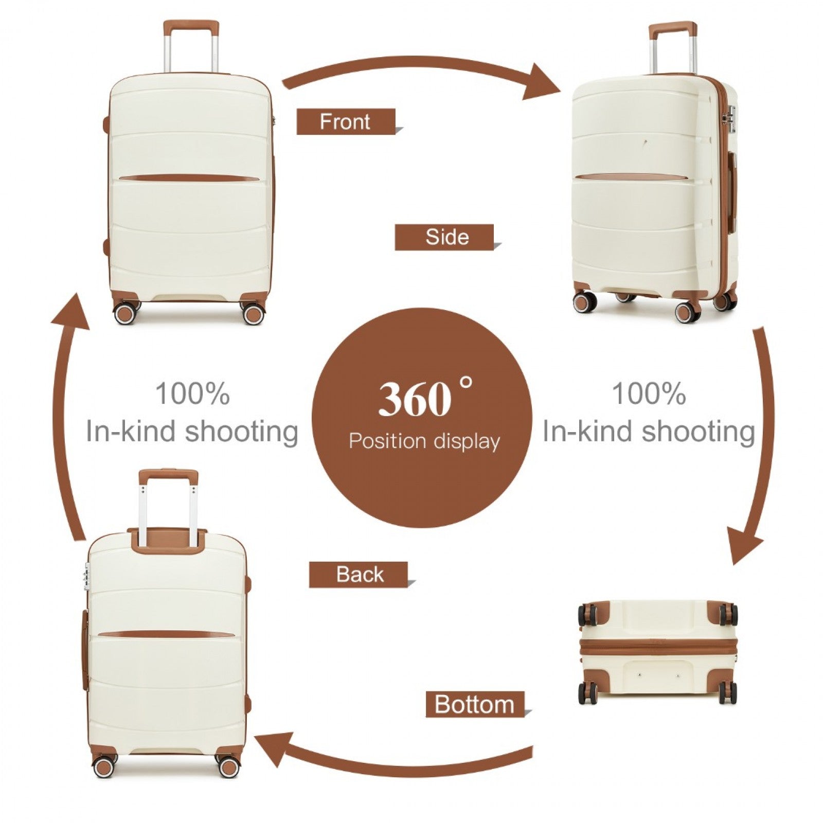 20″, 24″ & 28″ Scratch‑Resistant Suitcase Set with TSA Lock – Cream & Brown