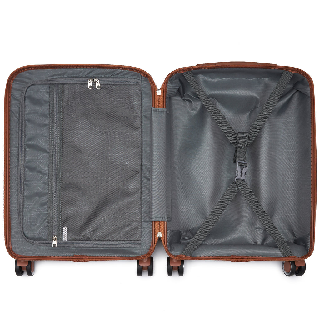 20″ Scratch-Resistant Cabin Suitcase with TSA Lock – Green & Brown
