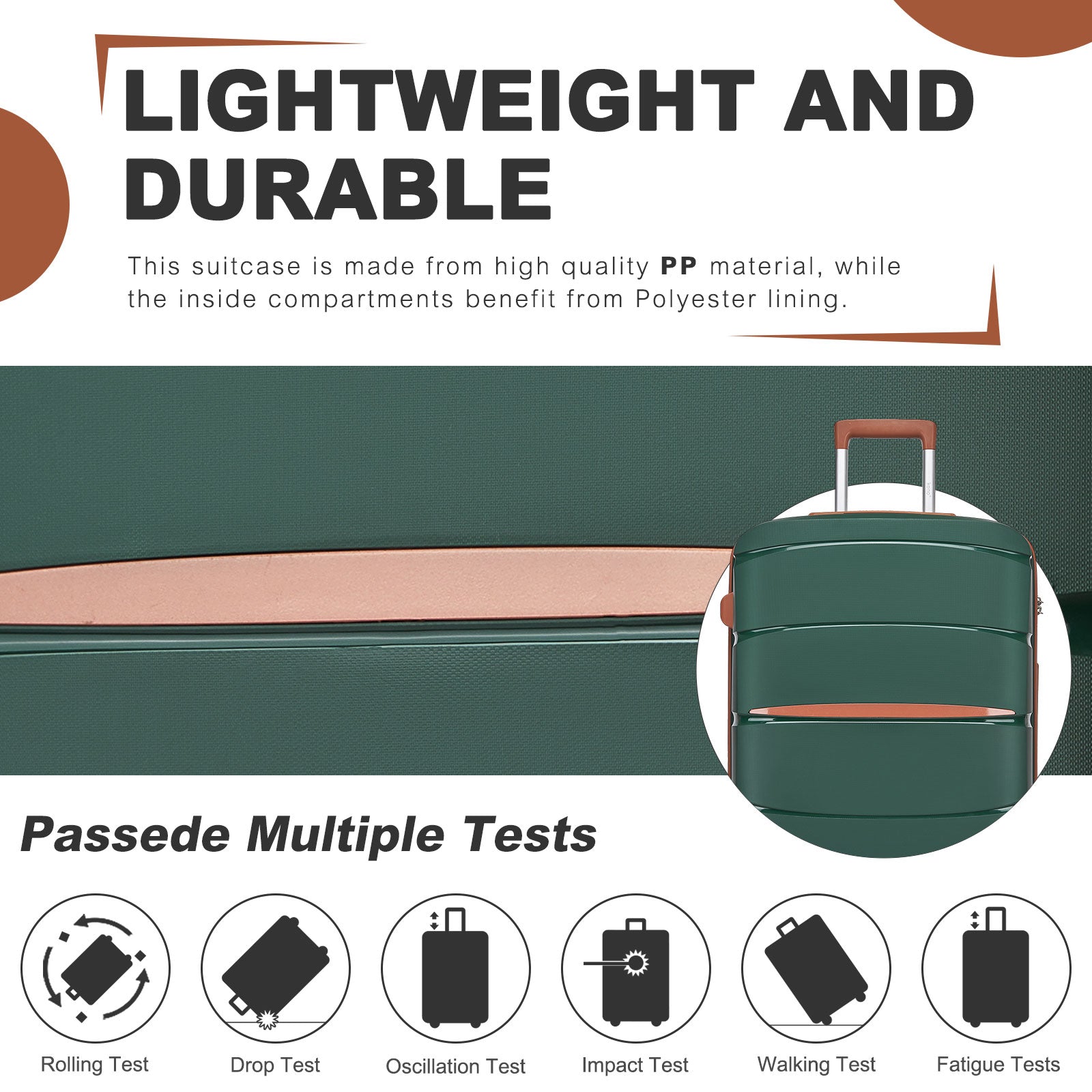 20″ Scratch-Resistant Cabin Suitcase with TSA Lock – Green & Brown