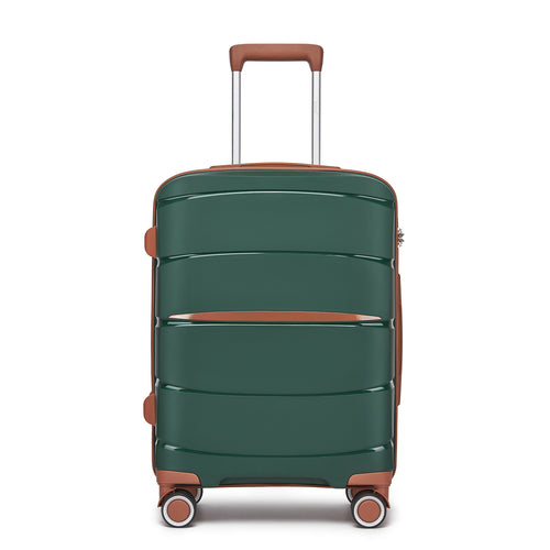20″ Scratch-Resistant Cabin Suitcase with TSA Lock – Green & Brown