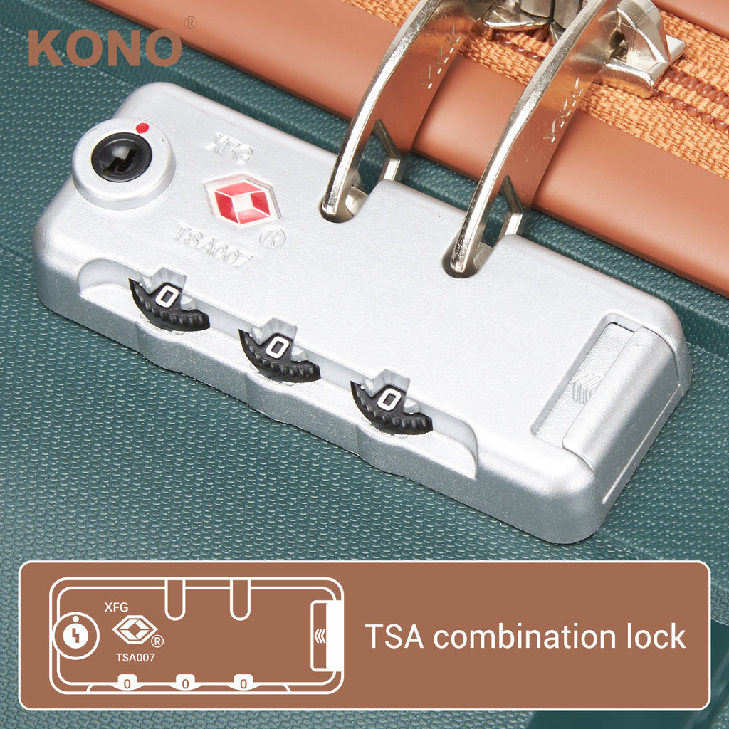 20″ Scratch-Resistant Cabin Suitcase with TSA Lock – Green & Brown