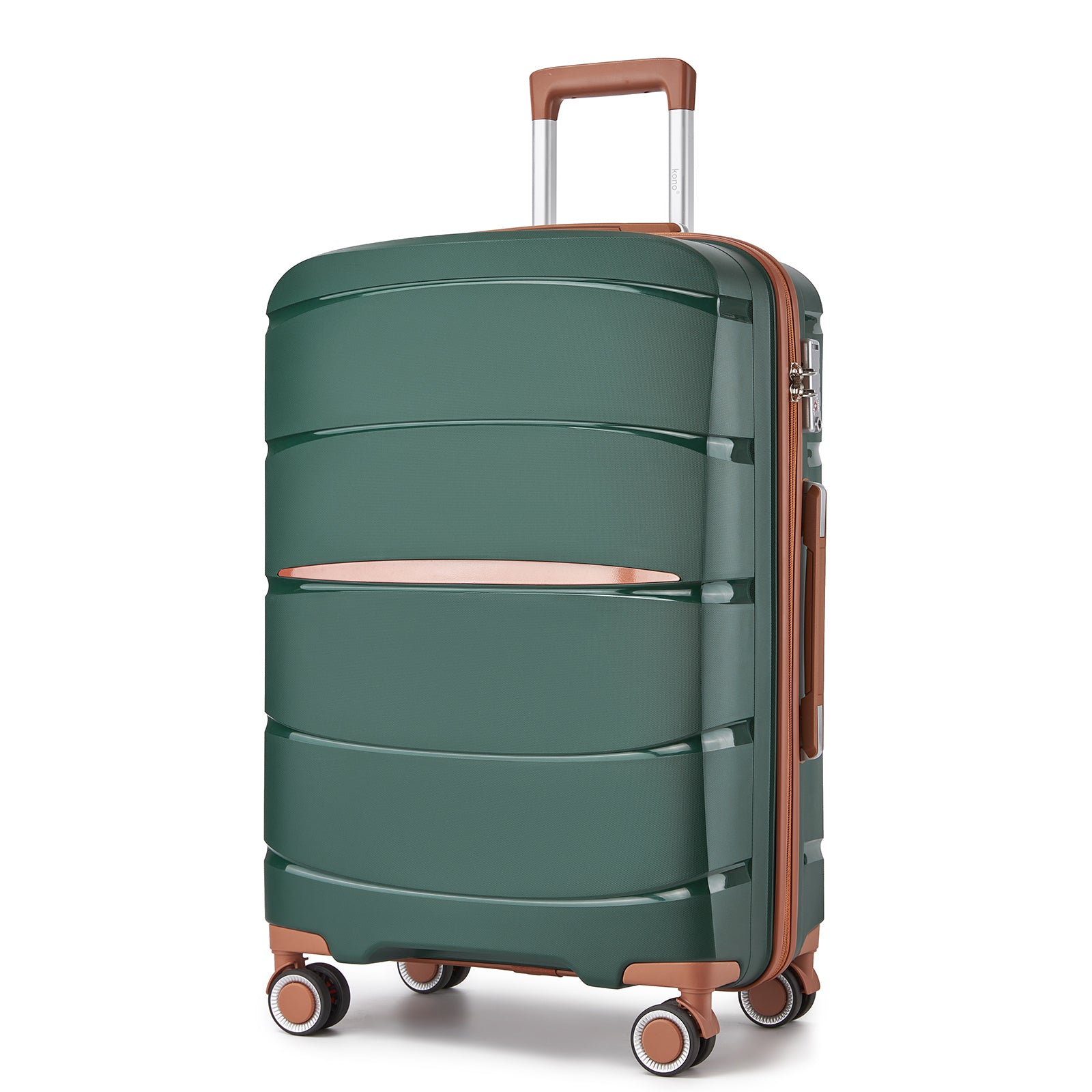 20″, 24″ & 28″ Scratch‑Resistant Suitcase Set with TSA Lock – Green & Brown