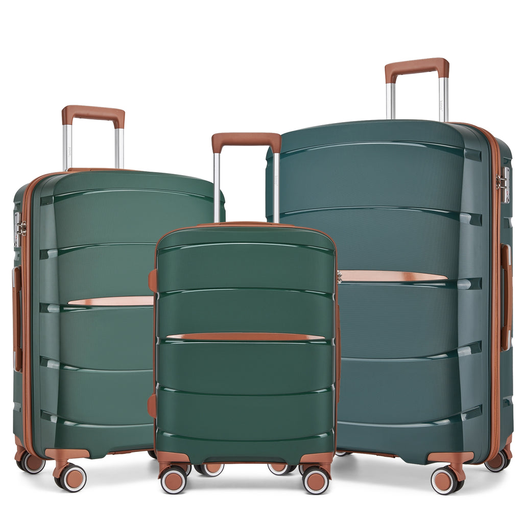20″, 24″ and 28″ travel luggage set with spinner wheels and organised interiors
