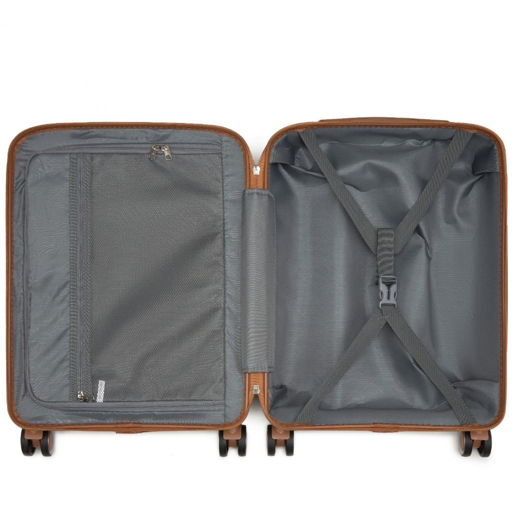 20″ Scratch-Resistant Cabin Suitcase with TSA Lock – Navy & Brown