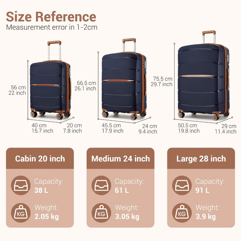 20″ Scratch-Resistant Cabin Suitcase with TSA Lock – Navy & Brown