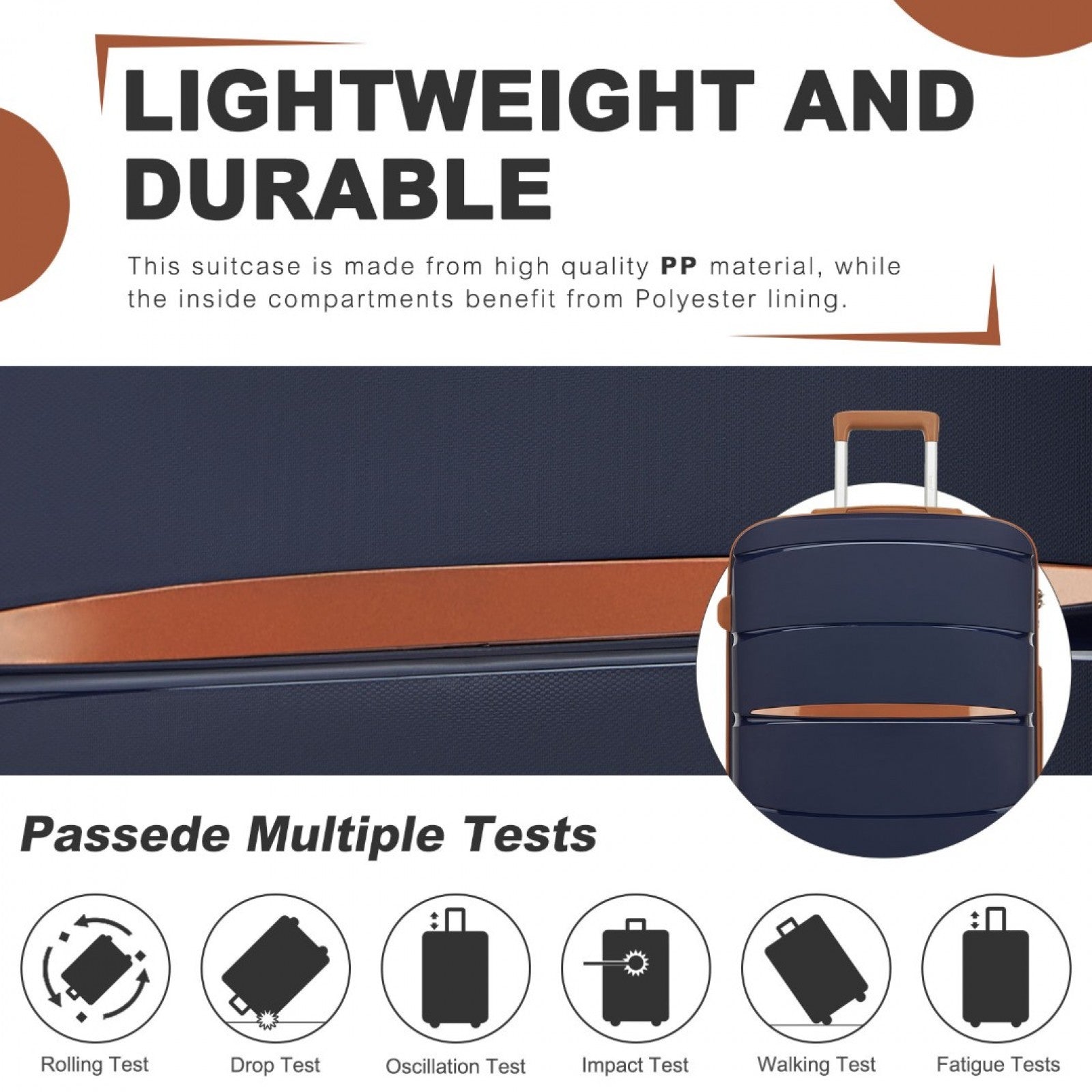 20″, 24″ & 28″ Scratch‑Resistant Suitcase Set with TSA Lock – Navy & Brown