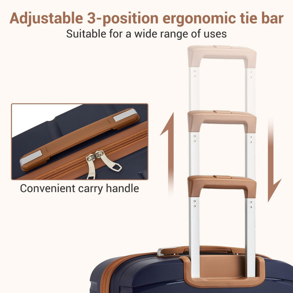 20″ Scratch-Resistant Cabin Suitcase with TSA Lock – Navy & Brown