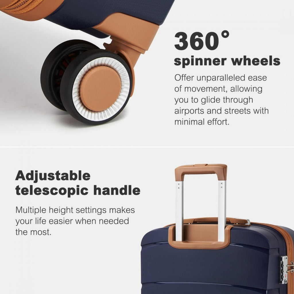 20″, 24″ & 28″ Scratch‑Resistant Suitcase Set with TSA Lock – Navy & Brown