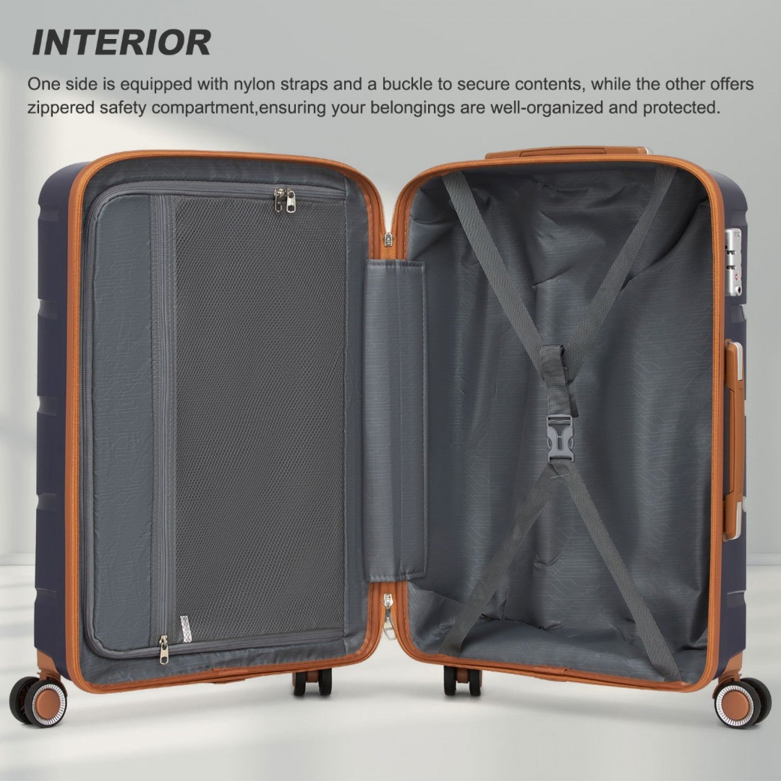 20″, 24″ & 28″ Scratch‑Resistant Suitcase Set with TSA Lock – Navy & Brown