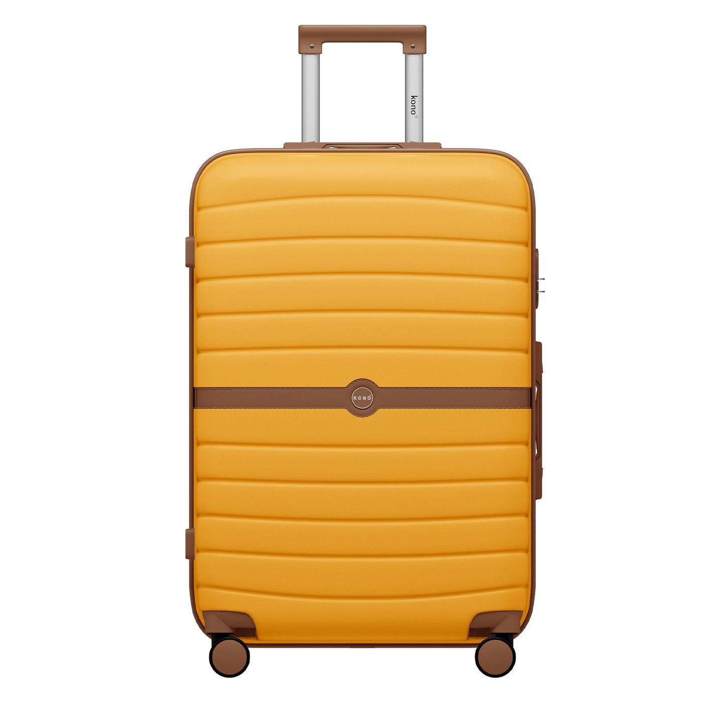 Kono ABS+PC Striped Design with Colour-Block Details Cabin Suitcase with Silent Spinner Wheels (KSK2592) - Yellow & Brown