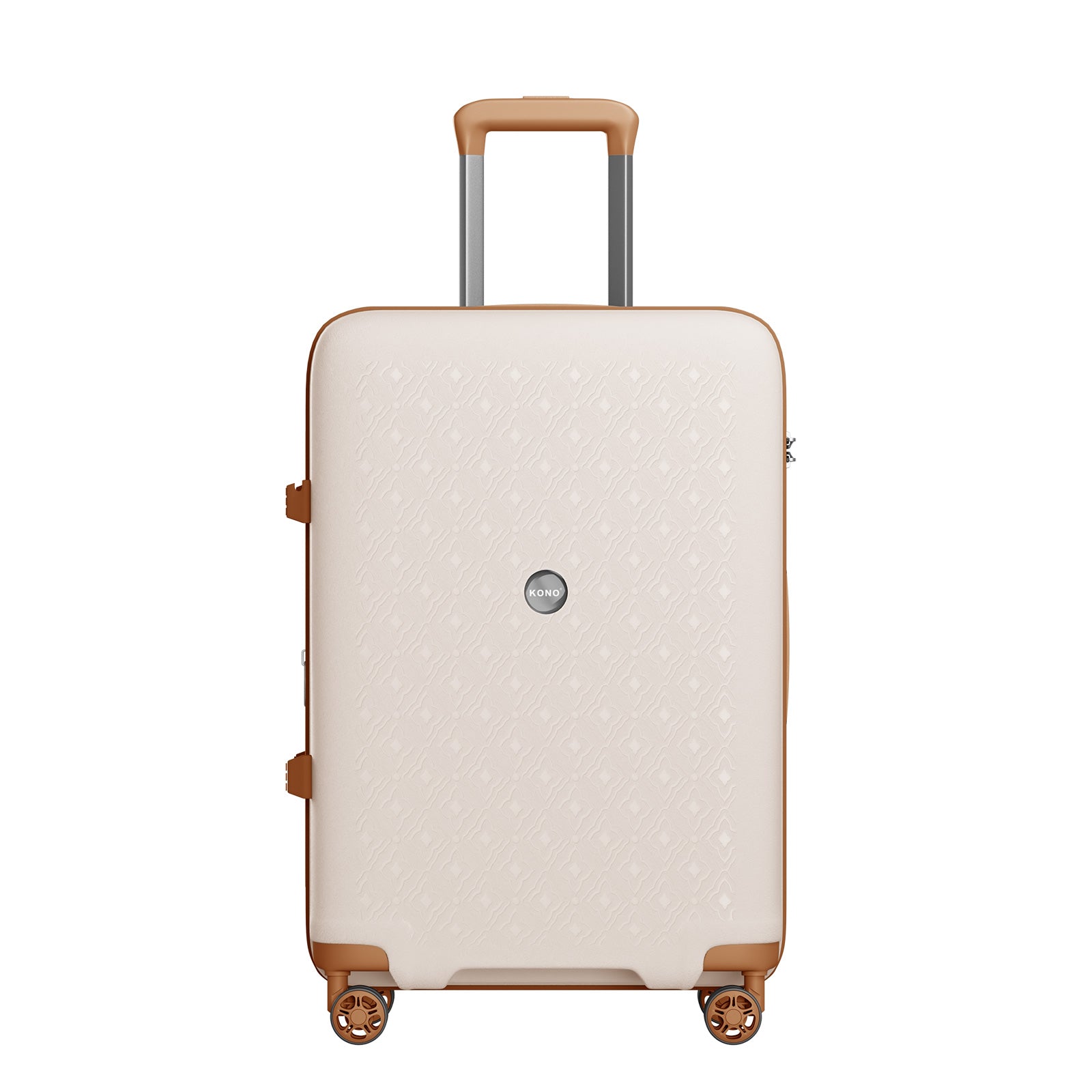 Kono PP Hard Shell Expandable Luggage-Lightweight Suitcase with TSA Lock & Built-in Cup Holder (KSK2594) - Beige & Brown