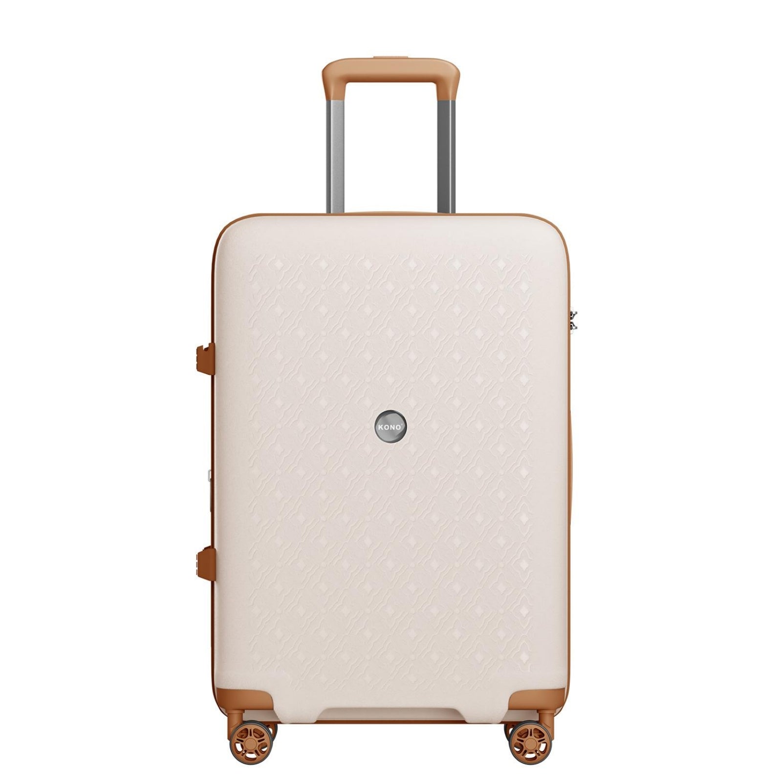 Kono PP Hard Shell Expandable Luggage-Lightweight Suitcase with TSA Lock & Built-in Cup Holder (KSK2594) - Beige & Brown