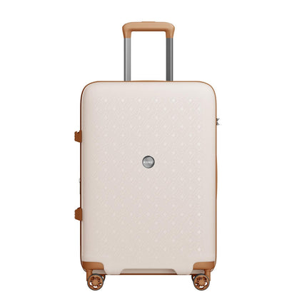 Kono PP Hard Shell Expandable Luggage-Lightweight Suitcase with TSA Lock & Built-in Cup Holder (KSK2594) - Beige & Brown