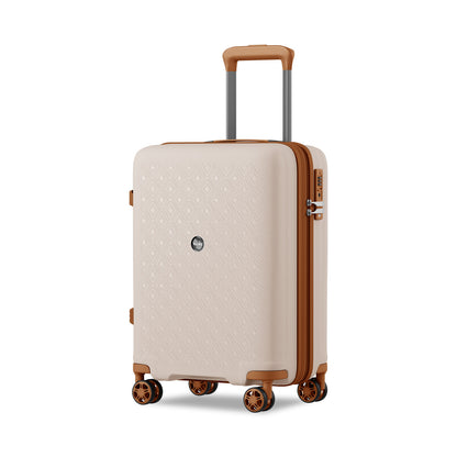 Kono PP Hard Shell Expandable Luggage-Lightweight Suitcase with TSA Lock & Built-in Cup Holder (KSK2594) - Beige & Brown
