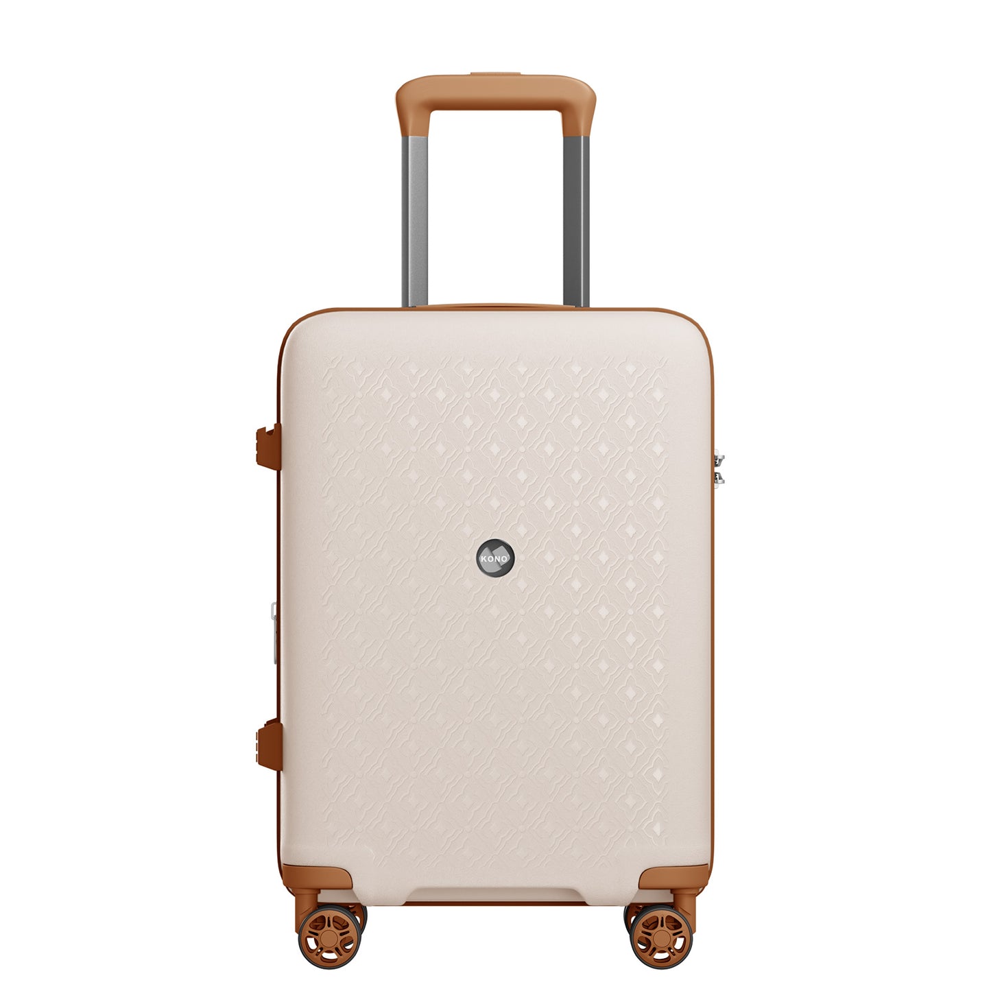 Kono PP Hard Shell Expandable Luggage-Lightweight Suitcase with TSA Lock & Built-in Cup Holder (KSK2594) - Beige & Brown
