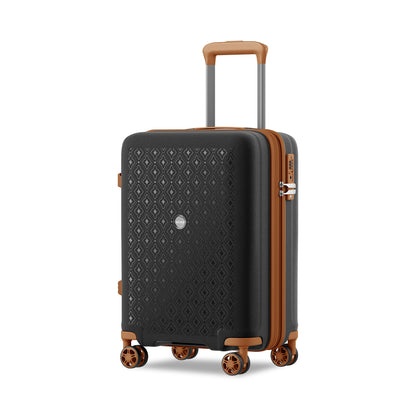 Kono PP Hard Shell Expandable Luggage-Lightweight Suitcase with TSA Lock & Built-in Cup Holder (KSK2594) - Black & Brown
