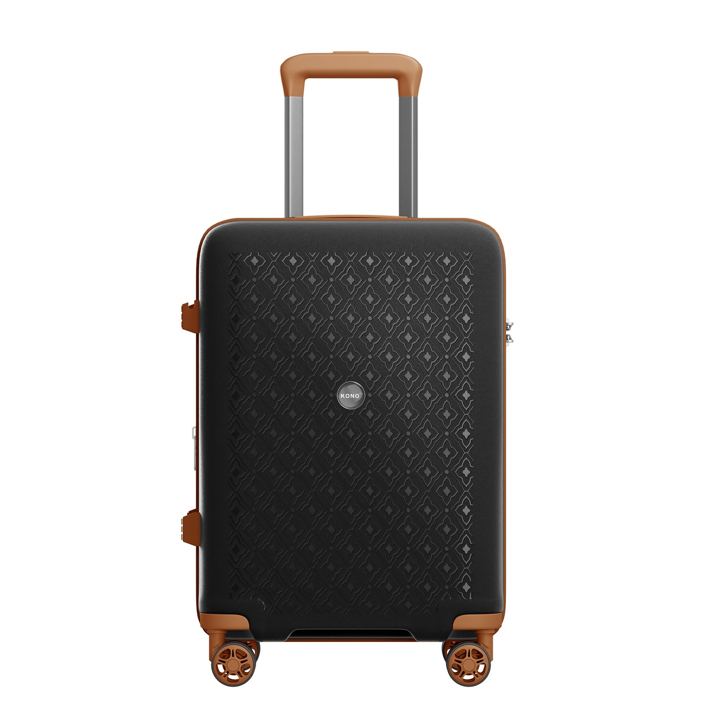 Kono PP Hard Shell Expandable Luggage-Lightweight Suitcase with TSA Lock & Built-in Cup Holder (KSK2594) - Black & Brown