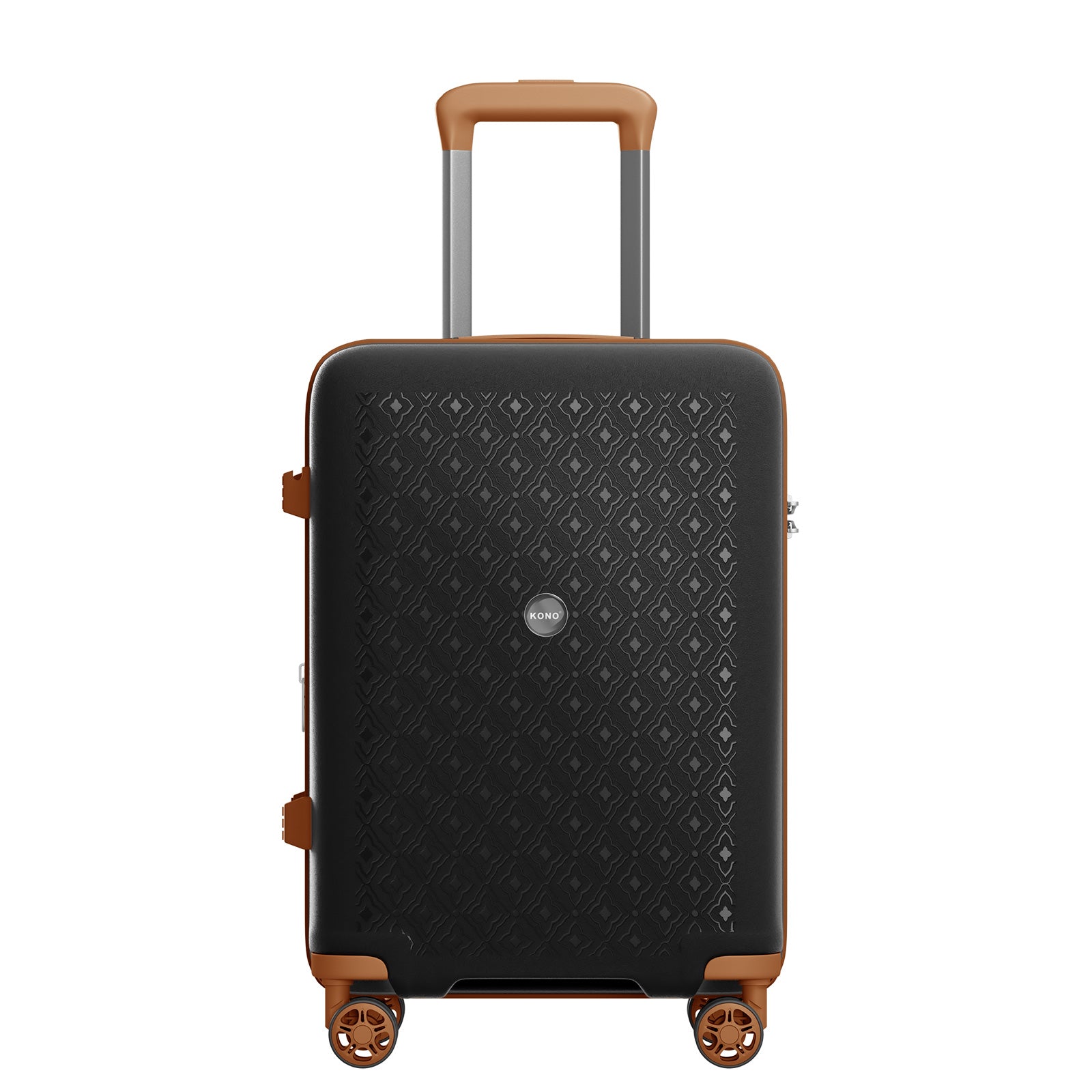 Kono PP Hard Shell Expandable Luggage-Lightweight Suitcase with TSA Lock & Built-in Cup Holder (KSK2594) - Black & Brown