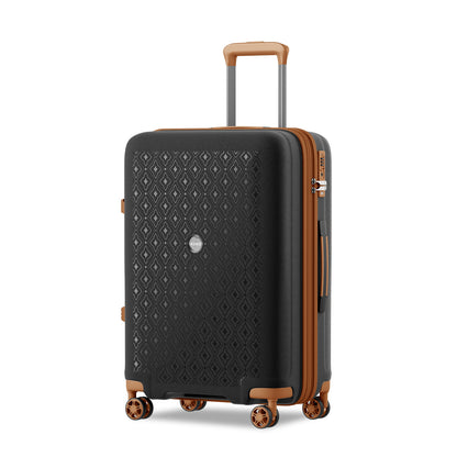 Kono PP Hard Shell Expandable Luggage-Lightweight Suitcase with TSA Lock & Built-in Cup Holder (KSK2594) - Black & Brown