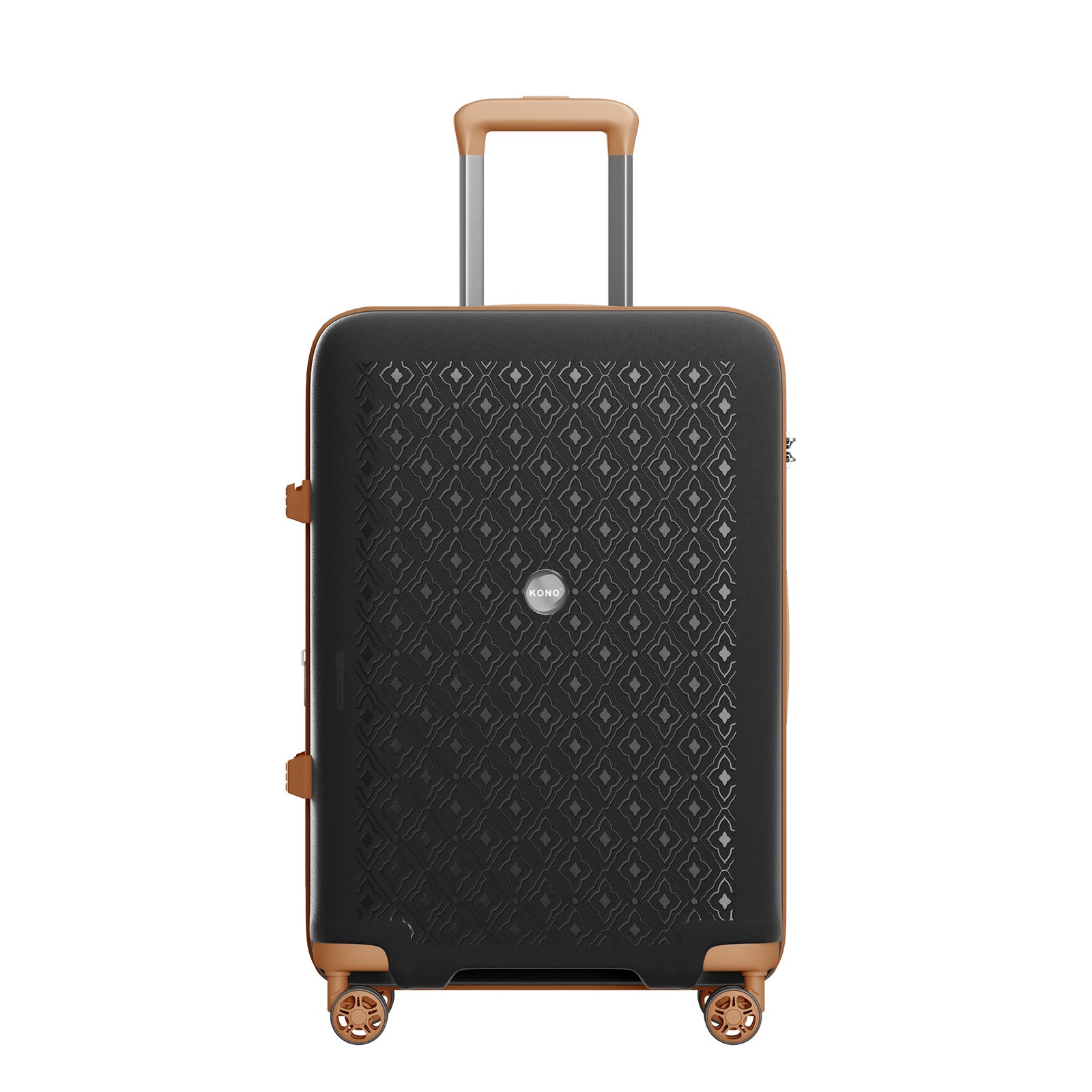 Kono PP Hard Shell Expandable Luggage-Lightweight Suitcase with TSA Lock & Built-in Cup Holder (KSK2594) - Black & Brown