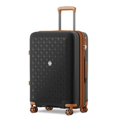 Kono PP Hard Shell Expandable Luggage-Lightweight Suitcase with TSA Lock & Built-in Cup Holder (KSK2594) - Black & Brown