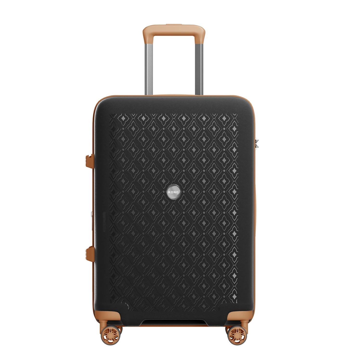 Kono PP Hard Shell Expandable Luggage-Lightweight Suitcase with TSA Lock & Built-in Cup Holder (KSK2594) - Black & Brown