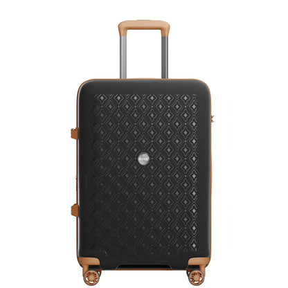 Kono PP Hard Shell Expandable Luggage-Lightweight Suitcase with TSA Lock & Built-in Cup Holder (KSK2594) - Black & Brown