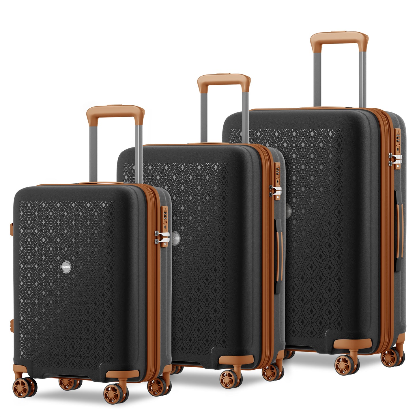 Kono PP 20/24/28inch Hard Shell Expandable Luggage–Lightweight Suitcase with TSA Lock & Built-in Cup Holder (KSK2594) - Black & Brown