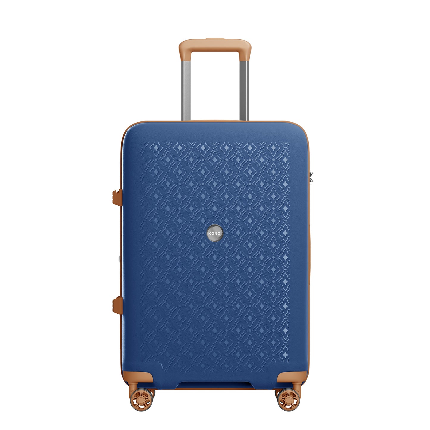 Kono PP Hard Shell Expandable Luggage-Lightweight Suitcase with TSA Lock & Built-in Cup Holder (KSK2594) - Navy & Brown
