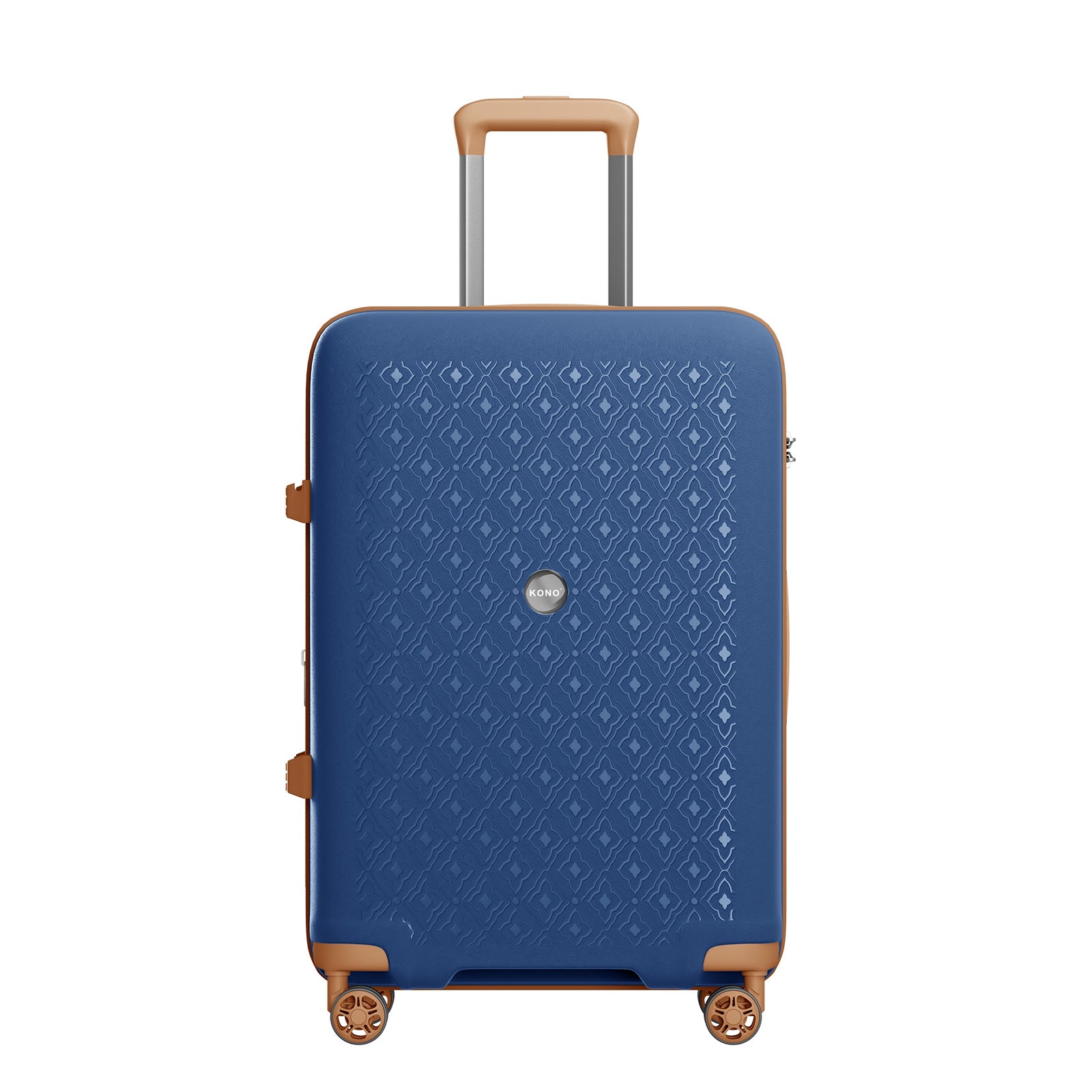 Kono PP 20/24/28inch Hard Shell Expandable Luggage–Lightweight Suitcase with TSA Lock & Built-in Cup Holder (KSK2594) - Navy & Brown