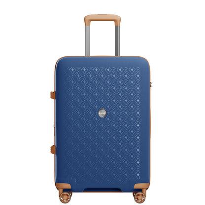 Kono PP Hard Shell Expandable Luggage-Lightweight Suitcase with TSA Lock & Built-in Cup Holder (KSK2594) - Navy & Brown