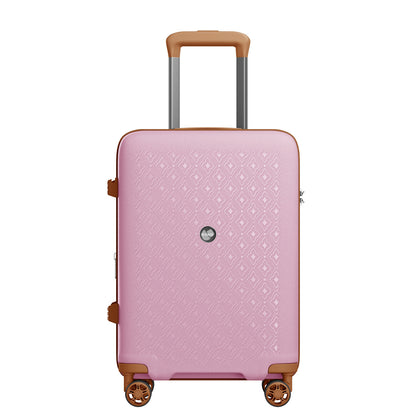Kono PP Hard Shell Expandable Luggage-Lightweight Suitcase with TSA Lock & Built-in Cup Holder (KSK2594) - Pink & Brown