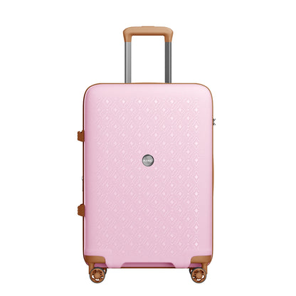 Kono PP Hard Shell Expandable Luggage-Lightweight Suitcase with TSA Lock & Built-in Cup Holder (KSK2594) - Pink & Brown