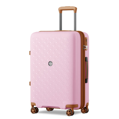 Kono PP Hard Shell Expandable Luggage-Lightweight Suitcase with TSA Lock & Built-in Cup Holder (KSK2594) - Pink & Brown