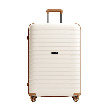 Kono Hard Shell Scratch-Resistant PP Luggage with Cup Holder, TSA Lock & Expandable Design-Cabin Trolley For Travel (KSK2595) - Beige & Brown