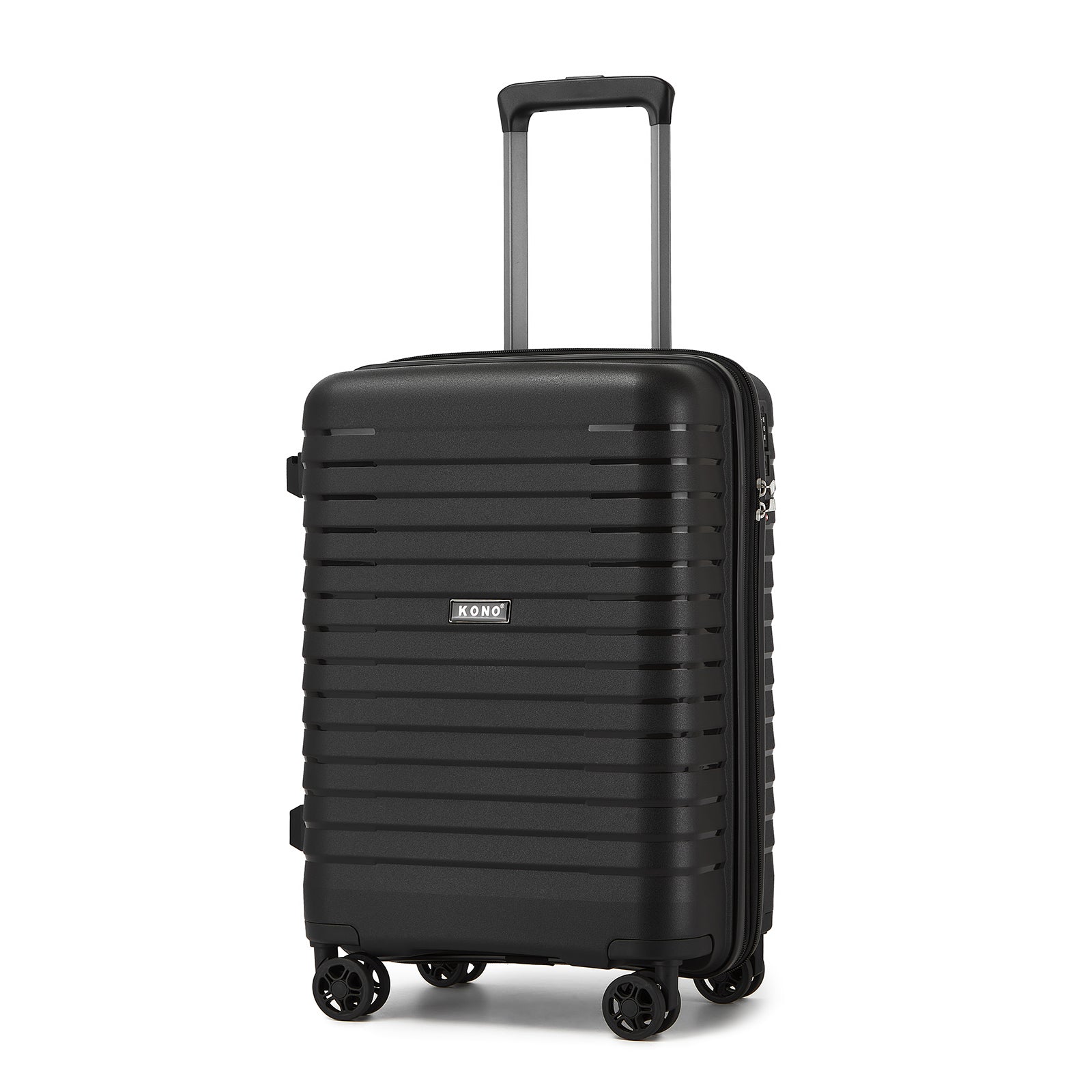 Kono Hard Shell Scratch-Resistant PP Luggage with Cup Holder, TSA Lock & Expandable Design-Cabin Trolley For Travel (KSK2595) - Black