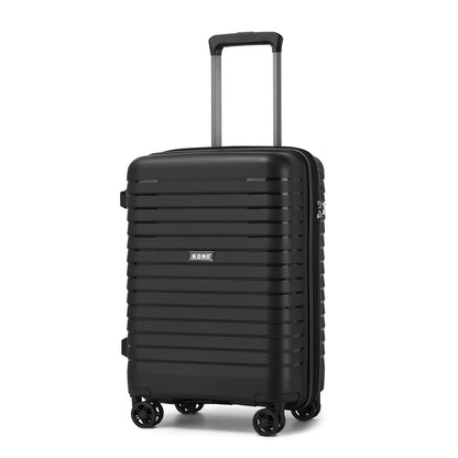 Kono Hard Shell Scratch-Resistant PP Luggage with Cup Holder, TSA Lock & Expandable Design-Cabin Trolley For Travel (KSK2595) - Black