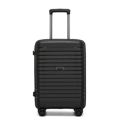 Kono Hard Shell Scratch-Resistant PP Luggage with Cup Holder, TSA Lock & Expandable Design-Cabin Trolley For Travel (KSK2595) - Black