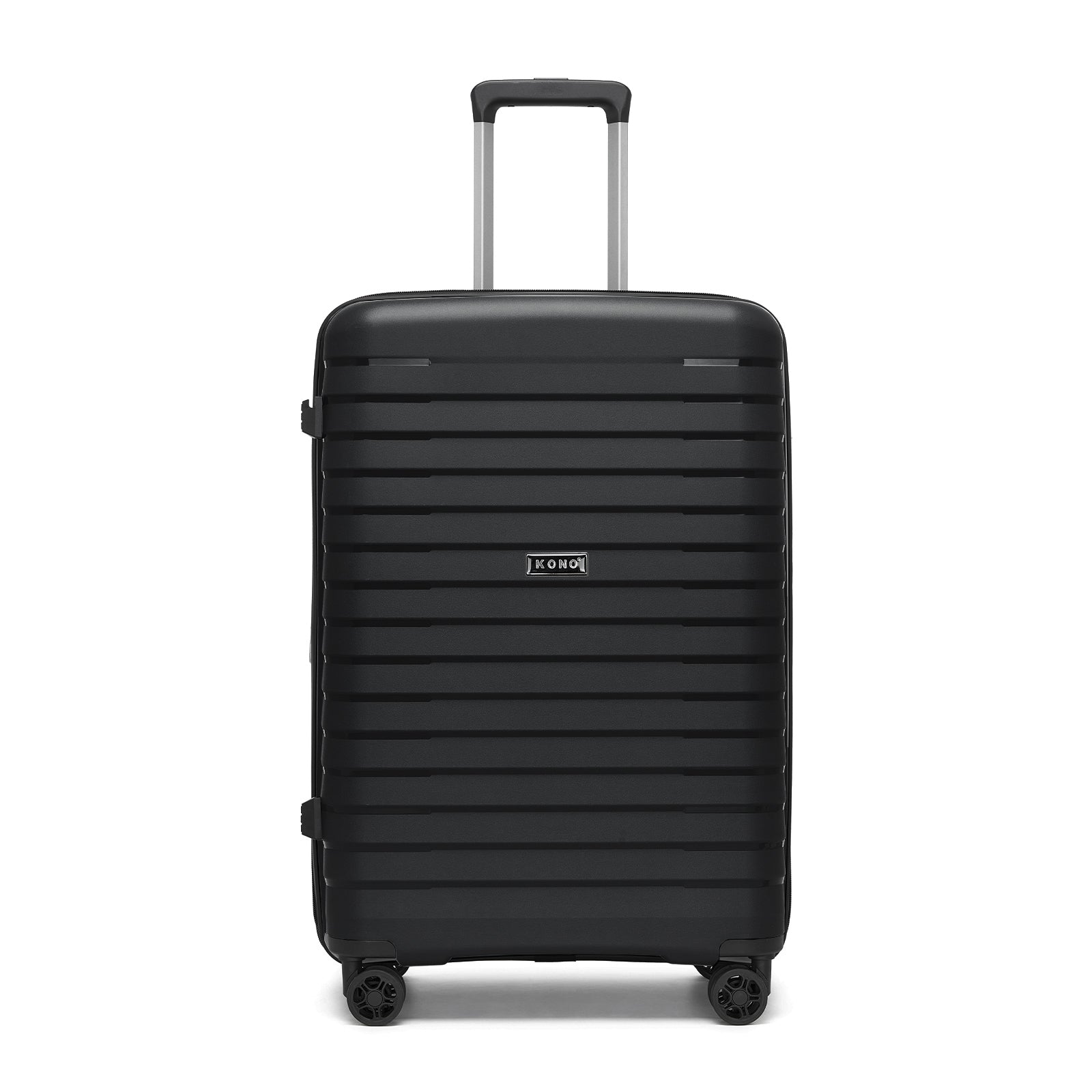Kono Hard Shell Scratch-Resistant PP Luggage with Cup Holder, TSA Lock & Expandable Design-Cabin Trolley For Travel (KSK2595) - Black
