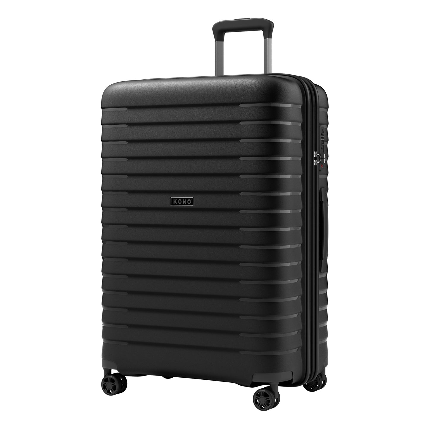 Kono Hard Shell Scratch-Resistant PP Luggage with Cup Holder, TSA Lock & Expandable Design-Cabin Trolley For Travel (KSK2595) - Black
